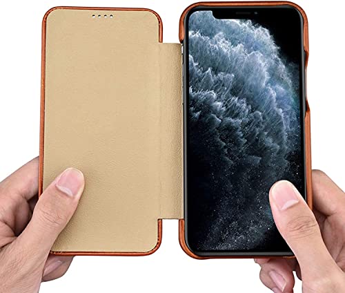 Étui en cuir véritable iPhone 12 / 12 Pro protection chic rouge