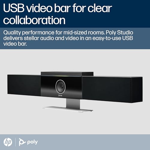 Poly Studio 4K USB Video Conference System (Plantronics) - Camera, Microphone, & Speaker Bar for Small & Medium Conference Rooms - Auto Framing & Tracking - Teams/Zoom Certified - Amazon Exclusive