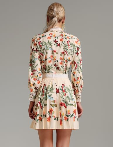 BELLA BARNETT Floral Skirt Sets Women 2 Piece Outfits Printed Set Mock Neck Long Sleeve Fall Outfits For Women3