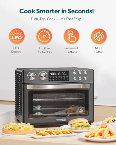 28QT Air Fryer Toaster Oven Combo, Large 12-in-1 Convection Countertop Oven with Next-Gen HeatWave Convection, 3-Layer Cooking, Rotisserie for Chicken, Fits 11" Pizza, Full Accessories, Sparkle Black - Image 5