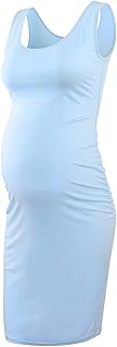 Liu & Qu Women's Maternity Sleeveless Tank Dresses Side Ruching Bodycon Dress for Daily Wearing or Baby Shower - Buy now