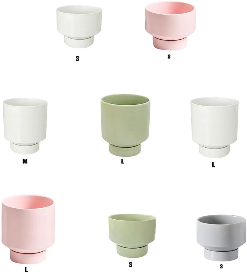 Ceramic Planter Pot,Flower Pots Lightweight Ceramic Planters for Indoor and Outdoor Durable Ceramics Ceramic Plant Pots Pot for Succulents, White, Small (Color : Gray, Size : Small)