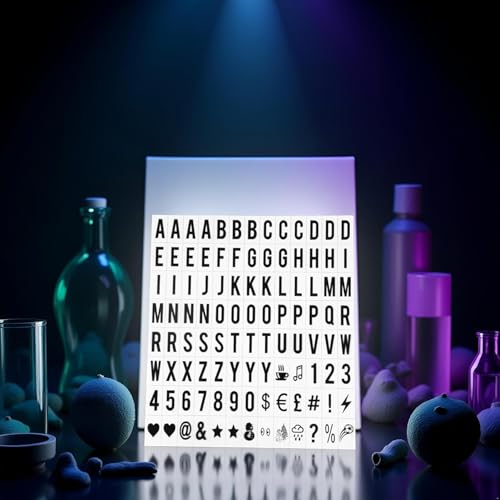 Ersatz-Buchstaben und Zahlenschilder, schwarz, für A4-Briefkasten, Nachrichtenbrett, Präsentationstafeln, 65,4 x 35 mm (LED-Lichtbox ist nicht im Lieferumfang enthalten), 104 Stück