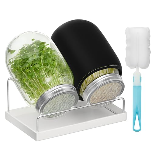 Pawfly Sprouting Kit, Wide Mouth 1 Quart (1000 mL) Mason Jars, Sprouting Jar Kit with Stainless Steel Mesh Sprouting Lids, Sprouts Growing Kit, Seed Sprouter for Broccoli, Mung Bean & Alfalfa