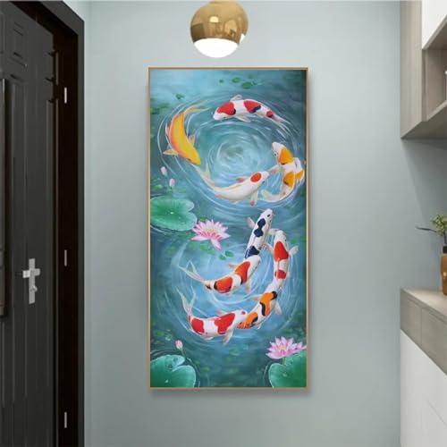 Toile moderne Lotus et carpe Koi pour creer une ambiance zen dans la chambre