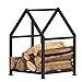 Stojak na drewno opałowe Firewood Rack Przechowywanie Drewna Opałowego Metalowa Rama, Rustykalny Kute Żelazo Kłoda Drewna Ułożony Kosz Do Wewnątrz Na Zewnątrz Kominek Na Ognisko, Kształt Domu