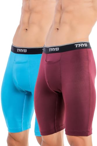 Image of TRYB Men's Compression Shorts & Pants | Sports Innerwear for Gym, Running & Training | Quick Dry, Breathable, 4-Way Stretch, Moisture Wicking, Anti-Chafing Muscle Support Athletic Wear with Pocket
