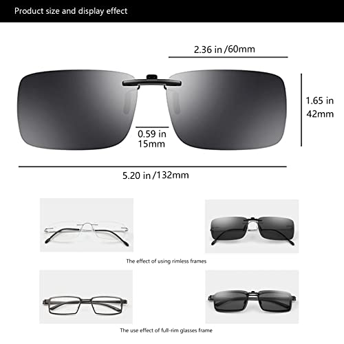 Polarized Clip on Sunglasses, UV Protection/Anti-glare, Small Metal Clip, Driving/Fishing/Outdoor, Unisex, Black3