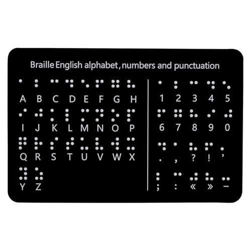 Tablero en braille para principiantes con signos de puntuación y puntos elevados, letras y números, herramienta de aprendizaje, 18,4 x 12 cm, tablero de aprendizaje de puntuación