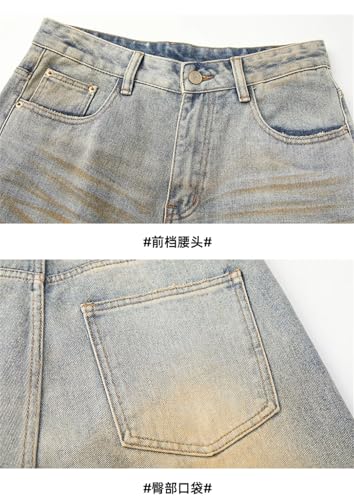 Men's Y2K Street Retro Jeans Ripped Patch Loose Straight Jeans2