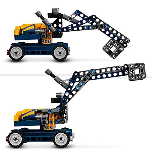 LEGO 42147 Technic Le Camion à Benne Basculante, 2-en-1, Maquette Engin de Chantier à Jouet de Pelleteuse, Ingénierie pour Enfants 7 Ans, Idée Cadeau