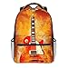 Sac à dos imprimé de guitare rock, imperméable, antivol, décontracté, sac à dos avec port de charge USB, unisexe, Noir , Taille unique