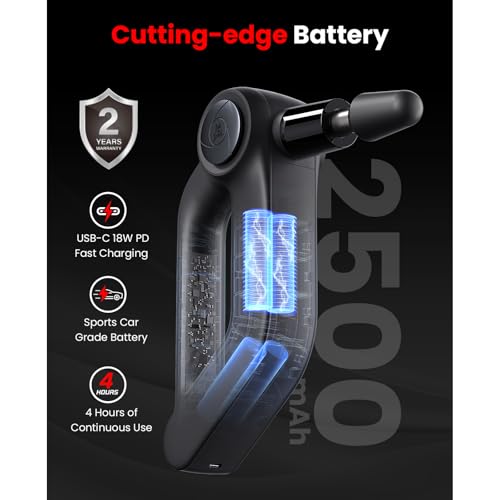 Image of BOB AND BRAD D5 Ultra Heated Massage Gun with Red Light & Infrared Therapy, Deep Tissue Percussion Massage Gun with 13mm Amplitude, FSA-HSA Eligible, Ergonomic D-Handle for Muscle Recovery