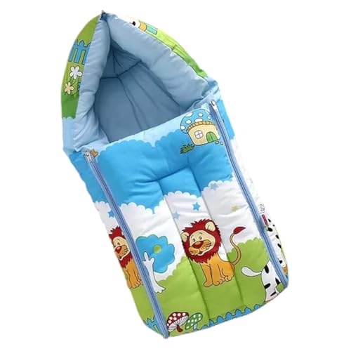 Image of 3-in-1 Baby Bed, Sleeping Bag & Carry Nest - Portable Cotton Bassinet for Newborns & Infants, Unisex Baby Bedding for Travel & Home, Soft & Breathable, 0M+ (P-Multi Colour Lion)