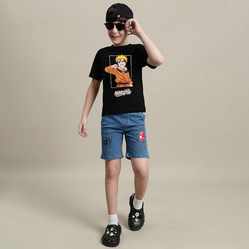 Image of Kidsville Official Naruto Anime Boys Half Sleeves Round Neck Graphic Character Printed Regular Fit Pure Breathable Cotton Fabric Tshirt