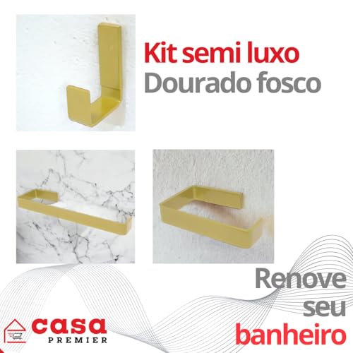 Kit Acessórios Para Banheiro Luxo 4 Peças Inox Dourado Gold
