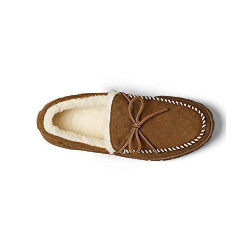 Eddie Bauer Men's Shearling-Lined Moccasin Slipper, Tan Regular 12M #TOP3