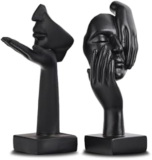 oliruim 3 PCS Thinker Statue, Golden Black Abstract Art Sculpture Modern Home Decoration Desktop Decoration Christmas New Year Gift (2 Pcs Black)