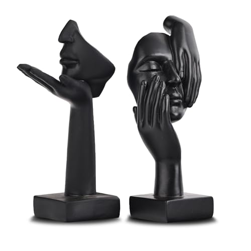 oliruim 3 PCS Thinker Statue, Golden Black Abstract Art Sculpture Modern Home Decoration Desktop Decoration Christmas New Year Gift (2 Pcs Black)