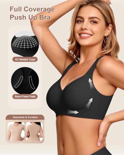 Image of Bras for Women Jelly Wireless Supportive Seamless Full Coverage Push Up No Underwire Comfort Plus Size for Older Women