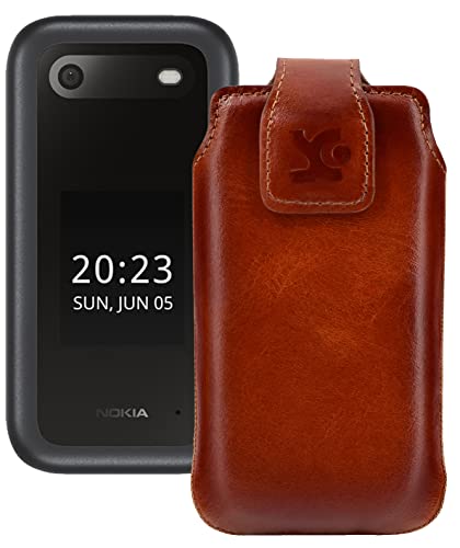 Original case compatible with Nokia 2660 flip case leather case mobile phone case leather case protective case in burned cognac