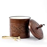 Old Dutch Antique Copper Heritage Ice Bucket & Brass Tongs, 2.5 Qt.