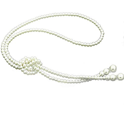 TULIP LY White Crystal Pendant Necklace Long Sweater Necklace Fashion Jewelry for Women Girls (monolayer Layer Pearl Necklace)