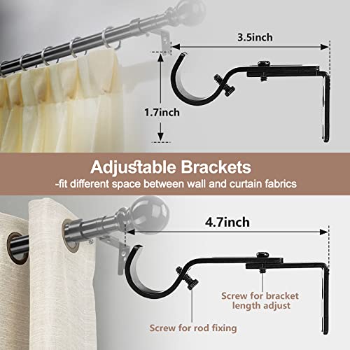 Curtain Rods For Windows 32 To 52 Inch - 1 Inch Heavy Duty Black Curtain Rods With Brackets - Adjustable Window Curtains Rod For Door, Bedroom, Drapery, Valance, Kitchen, Bathroom #TOP4