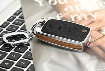 Ubersweet Wood/Carbon Fiber Key Shell Holder Remote Car Key Case Cover for Volkswage NPolo Tiguan Gift Accessories Color Name Wood