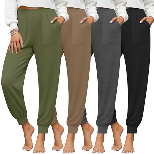Yearntown 4 Pack Women's Joggers Lounge Yoga Pants with Pockets 4Color - image 1