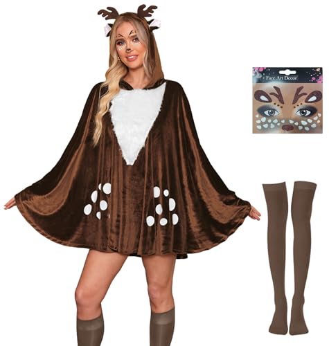 Costume de carnaval femme avec poncho et collants pour fête déguisée