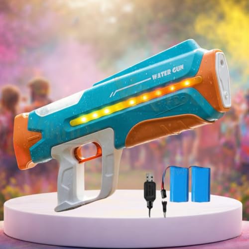 Image of VikriDA Holi Electric Water Gun with Free Extra Rechargeable Battery, LED Lights with Automatic Water Absorption Function 25Ft-32Ft Range - Self-Filling - Holi Electric pichkari - Multicolor