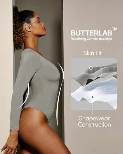Image of IUGA Bodysuits for Women Tummy Control Body Suits for Womens Compression Slimming Thong Bodysuit V Neck