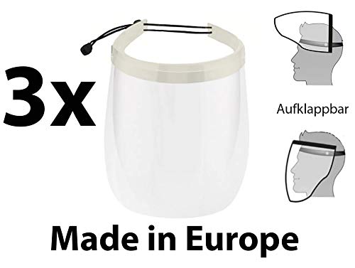 Preisvergleich Produktbild 3 x Visier Gesichtsschutz Schutz Verstellbar Gesichtsschutzschild Augenschutz Augen Spritzschutz vor Flüssigkeit Face Shield hohe Qualität Gesichtsvisier Spuckschutz 3 Stück Beige