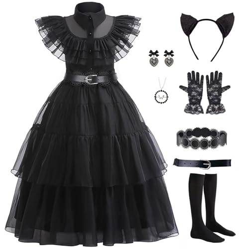 Disfraz negro para niñas 4-5 años Halloween cosplay miniatura 1