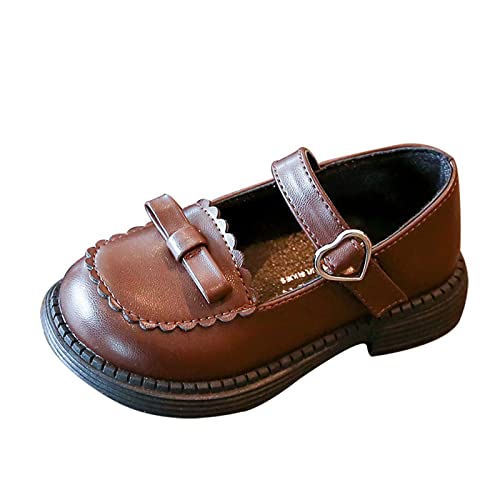 Fashion Spring and Summer Children Casual Shoes Girls Flat Sole Thick Sole Solid Bowknot Buckle Party Big Size Boots (Brown, 4.5-5 Years Toddler)4