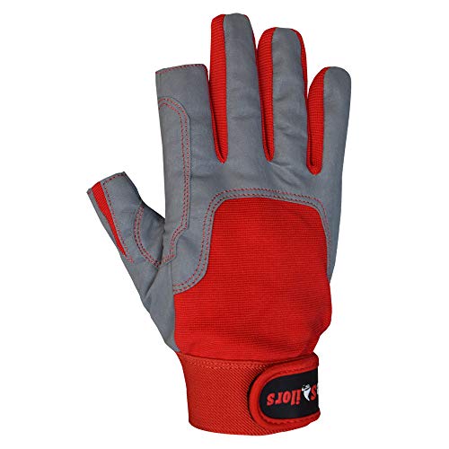 Image of MRX BOXING & FITNESS Sailing Gloves with Cut only Thumb and Index Finger and Grip for Men and Women, Great for Kayaking, Workouts and More Grey /Red XX-Large