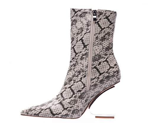 Ninety Union Princess Short Bootie With Cool Metal Heel, Natural Snake, 122