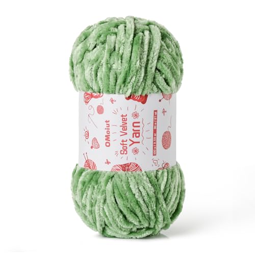 Image of 100g Fluffy Velvet Chenille Yarn for Crocheting and Knitting, 80m (87.5yd) Baby Yarn for Crocheting Soft, Crochet Chunky Yarns Amigurumi Yarns (Avocado Green)