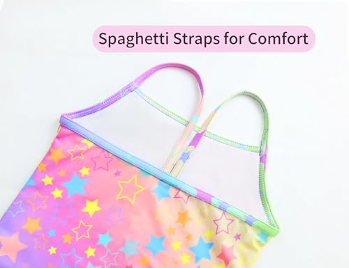 Image of Girls Bathing Suits Colorful Swimsuits with UPF 50 + Sun Protection Sleeveless Toddler Kids One Piece Swimwear