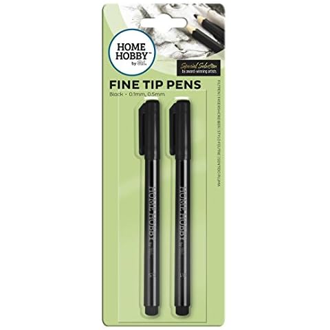 HomeHobby by 3L Fine Tip Pens, Art Supplies, Black, 0.1mm, 0.5mm (2 pcs) Cover