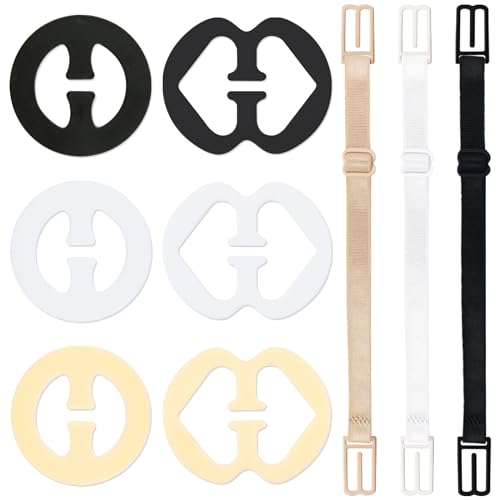 9PCS Adjustable Non Slip Bra Straps Clips for Back, Bra Accessory for Women Cleavage Control and Shoulder Comfort