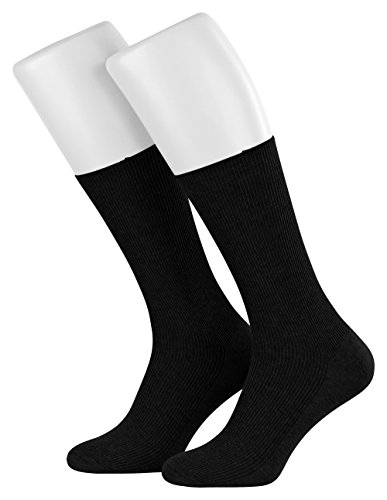 Tobeni 10 Pares de Calcetines de Algodon de Salud Diabetica sin Goma para las Mujer y los Hombre Color Negro Tamano 39-42