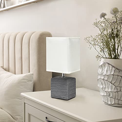 Simple Designs Lt2072-Gry Petite Faux Stone Table Lamp With Fabric Shade, Gray With White Shade #TOP25
