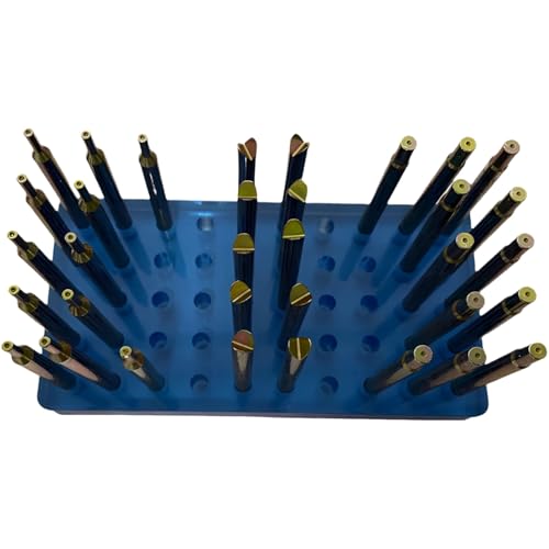 Vestamore 37 Pcs Precision Gauge Set For Gemstones, 0.24 In / 6.0 Mm Dopsticks, Carbon Steel Faceting Tool, Blue