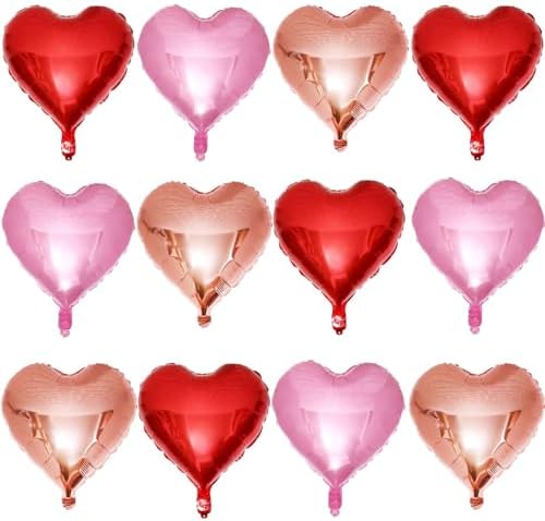 Amazon.com: Lovoir 12 Pcs Red Heart Shape Foil Mylar Balloons 18 Inch ...