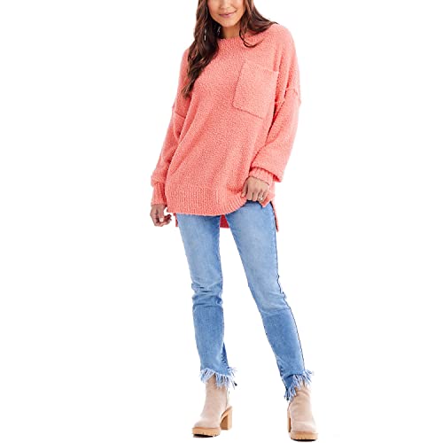 Mud Pie Suéter feminino de chenille Rome, Coral, Tamanho Único