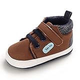 Sekantrol Baby Boys Girls First Walker Crib Newborn Shoes, Soft Rubber Sole Infant Sneakers Fashion High-Top Non-Slip Toddler Dress Moccasins Shoes (03-Brown, Infant, 12-18 Months, Medium)