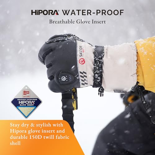 Image of SAVIOR HEAT Heated Gloves for Men Women 2.0, App Electric Rechargeable Ski Gloves with 3M Thinsulate, PD 20W Fast Charging & 12H Runtime, Waterproof Goatskin Skiing Motorcycle Outdoor