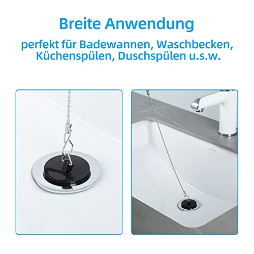 Frap Abflussstopfen 2 Pack Waschbeckenstöpsel, Ø 41 to 36 mm Badewannenstöpsel mit 35 cm Stöpselkette, Waschbeckenstöpsel Verschluss, Abflussstopfen für Waschbecken, Spülbecken, Küchenspüle